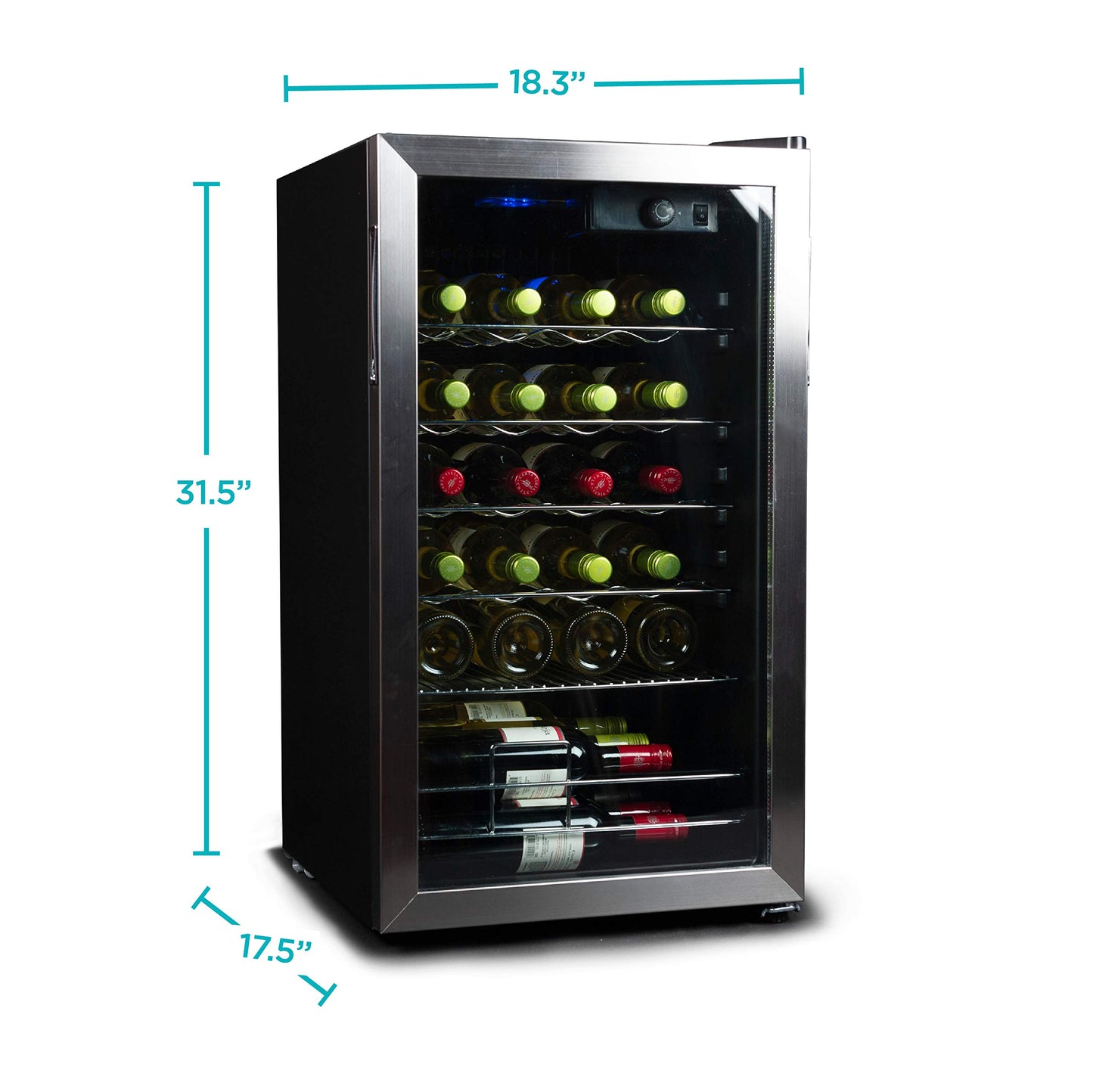 BLACK+DECKER 26 Bottle Wine Fridge, Interior Light, Mechanical Temperature Control, Compressor Cooling
