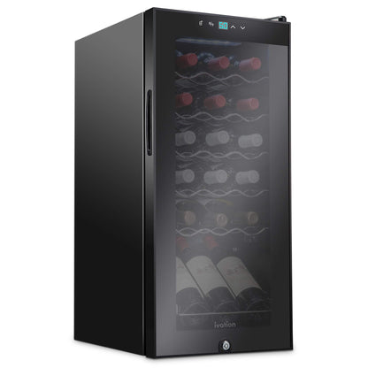 Ivation 18 Bottle Wine Cooler Refrigerator with Lock, Digital Temperature Control, Freestanding Wine Cellar