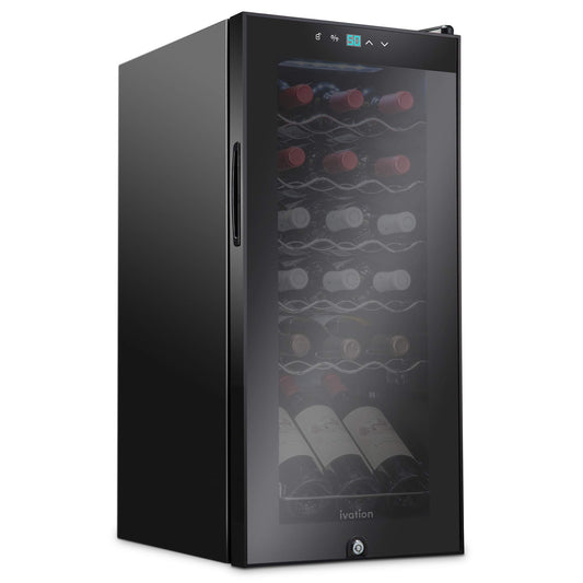 Ivation 18 Bottle Wine Cooler Refrigerator with Lock, Digital Temperature Control, Freestanding Wine Cellar