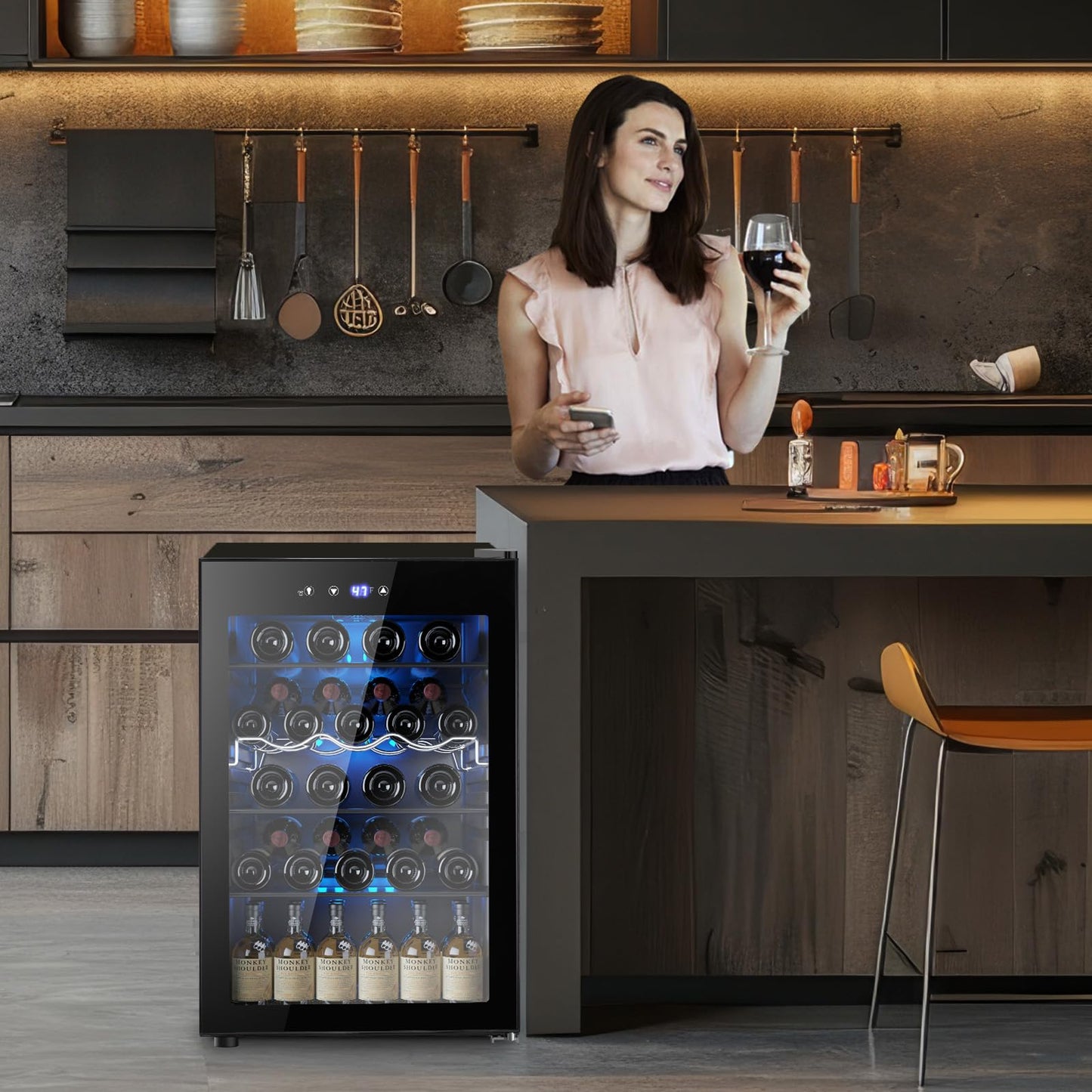 Electactic 37 Bottle Wine Fridge & 145 Can Beverage Refrigerator, Smart Temperature Control, Child Lock, 4.5 Cu.Ft