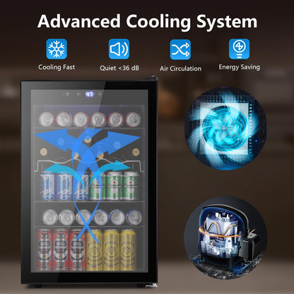 Electactic 37 Bottle Wine Fridge & 145 Can Beverage Refrigerator, Smart Temperature Control, Child Lock, 4.5 Cu.Ft