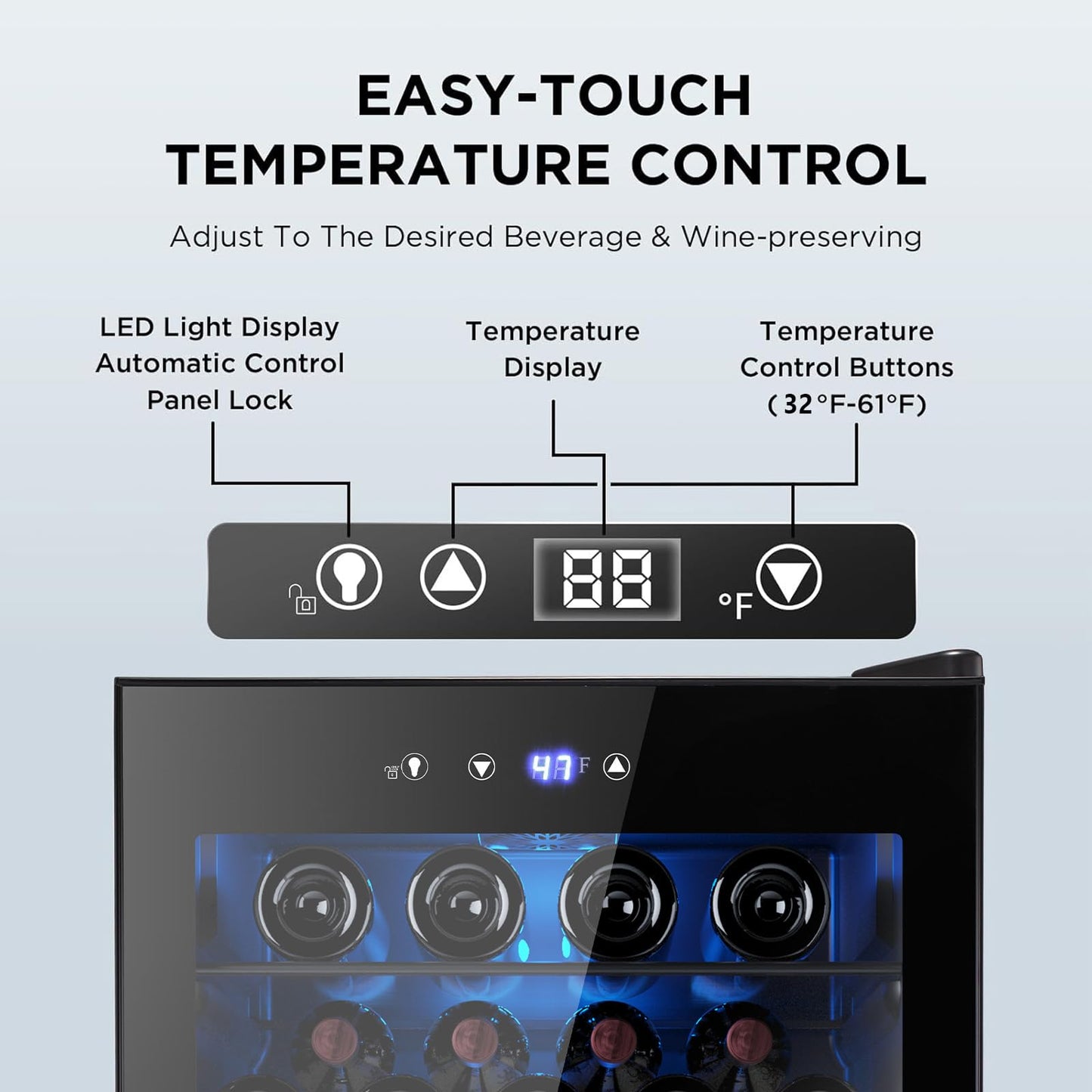 Electactic 37 Bottle Wine Fridge & 145 Can Beverage Refrigerator, Smart Temperature Control, Child Lock, 4.5 Cu.Ft