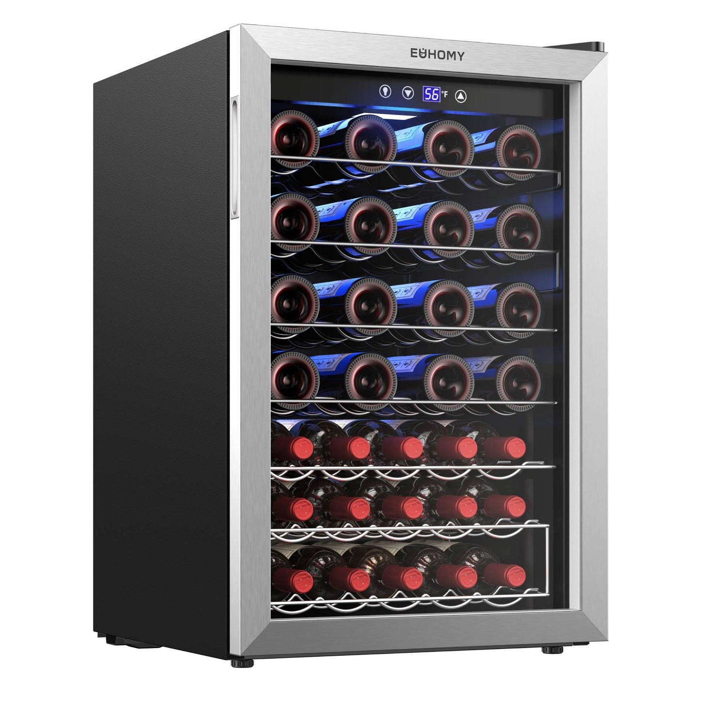 EUHOMY 45 Bottle Wine Cooler Refrigerator, Stainless Steel Glass Door, Adjustable Temperature, 4.5 Cu.Ft