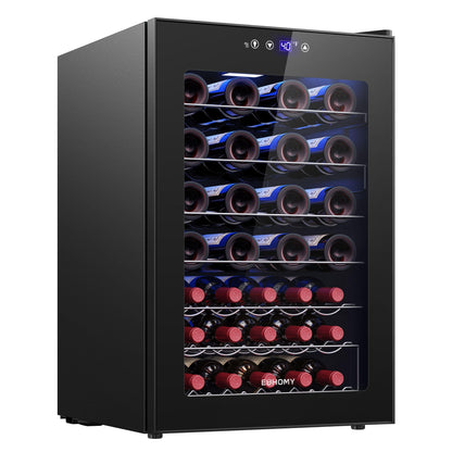 EUHOMY 45 Bottle Wine Cooler Refrigerator, Glass Door, Adjustable Temperature, 4.5 Cu.Ft Black