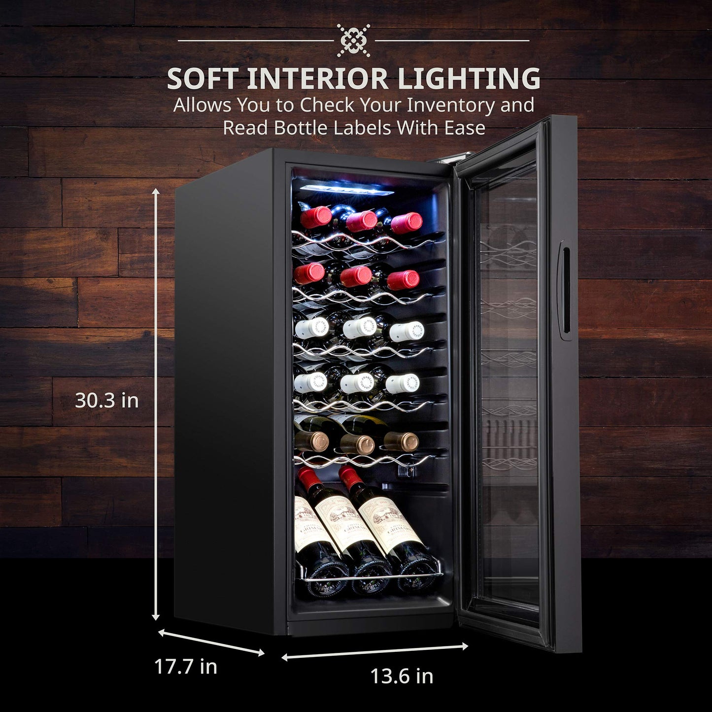 Ivation 18 Bottle Wine Cooler Refrigerator with Lock, Digital Temperature Control, Freestanding Wine Cellar