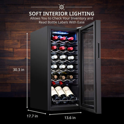Ivation 18 Bottle Wine Cooler Refrigerator with Lock, Digital Temperature Control, Freestanding Wine Cellar
