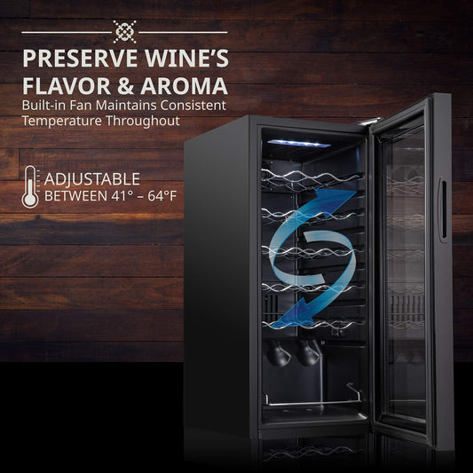 Ivation 18 Bottle Wine Cooler Refrigerator with Lock, Digital Temperature Control, Freestanding Wine Cellar