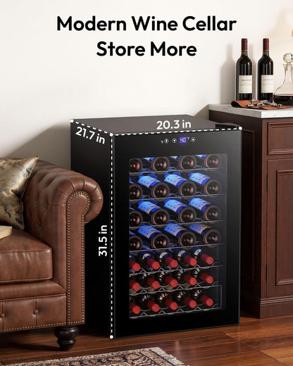 EUHOMY 45 Bottle Wine Cooler Refrigerator, Glass Door, Adjustable Temperature, 4.5 Cu.Ft Black
